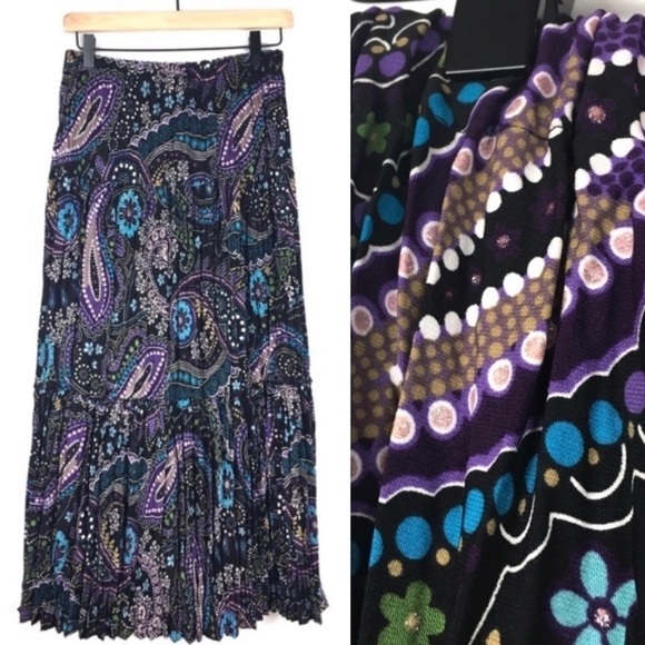 New York City Design Co Dresses & Skirts - NYC DESIGN CO Skirt Maxi Paisley Peasant Glitter Whimsigoth Accordion Medium